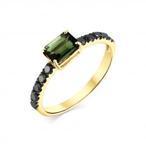 Кольцо из лимонного золота Мастер Бриллиант с бриллиантом и турмалином 06M1-308066-00-55 фото