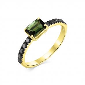 Кольцо из лимонного золота Мастер Бриллиант с турмалином и чёрным бриллиантом 06M1-308066-00-56 фото