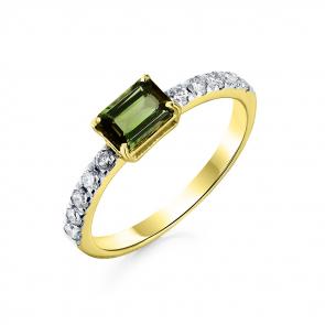 Кольцо из лимонного золота Мастер Бриллиант с бриллиантом и турмалином 06M1-308066-00-60 фото