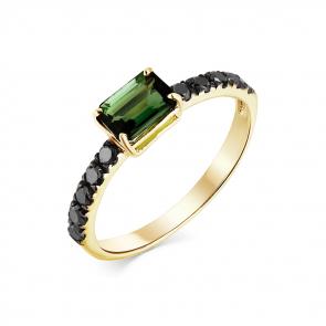 Кольцо из лимонного золота Мастер Бриллиант с бриллиантом и турмалином 06M1-308066-01-60 фото