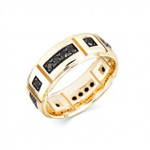 Кольцо из лимонного золота Мастер Бриллиант с чёрным бриллиантом 06M1-308076-00-48 фото