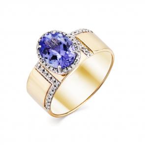Кольцо из лимонного золота Мастер Бриллиант с бриллиантом и танзанитом 06M1-308101-00-31 фото
