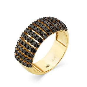 Кольцо из лимонного золота Мастер Бриллиант с чёрным бриллиантом 06M1-308226-00-48 фото