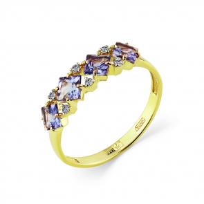 Кольцо из лимонного золота Мастер Бриллиант с бриллиантом и танзанитом 06M1-308232-00-31 фото