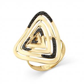 Кольцо из лимонного золота Мастер Бриллиант с чёрным бриллиантом 06M1-308296-00-48 фото