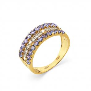 Кольцо из лимонного золота Мастер Бриллиант с бриллиантом и танзанитом 06M1-308346-00-31 фото