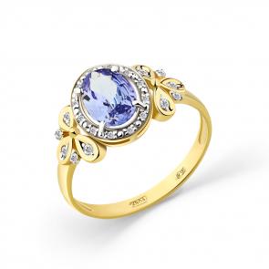 Кольцо из лимонного золота Мастер Бриллиант с бриллиантом и танзанитом 06M1-308372-00-31 фото