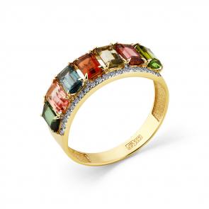 Кольцо из лимонного золота Мастер Бриллиант с бриллиантом и турмалином 06M1-308380-00-60 фото