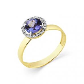 Кольцо из лимонного золота Мастер Бриллиант с бриллиантом и танзанитом 06M1-308390-00-31 фото