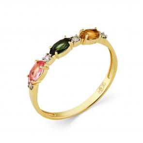 Кольцо из лимонного золота Мастер Бриллиант с бриллиантом и турмалином 06M1-308401-00-60 фото