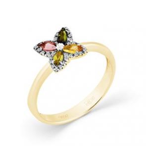 Кольцо из лимонного золота Мастер Бриллиант с бриллиантом и турмалином 06M1-308409-00-60 фото