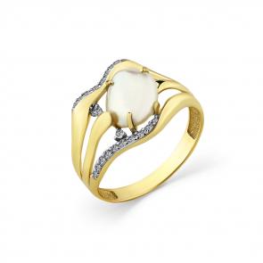 Кольцо из лимонного золота Мастер Бриллиант с бриллиантом и жемчугом 06M1-308421-00-28 фото