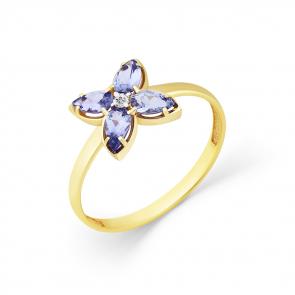 Кольцо из лимонного золота Мастер Бриллиант с бриллиантом и танзанитом 06M1-308425-00-31 фото