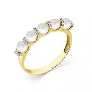 Кольцо из лимонного золота Мастер Бриллиант с бриллиантом и жемчугом 06M1-308437-00-28 фото