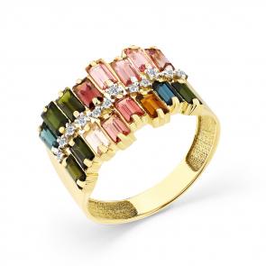 Кольцо из лимонного золота Мастер Бриллиант с бриллиантом и турмалином 06M1-308449-00-60 фото