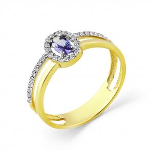 Кольцо из лимонного золота Мастер Бриллиант с бриллиантом и танзанитом 06M1-308455-00-31 фото
