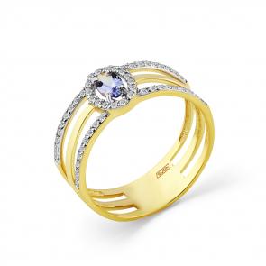 Кольцо из лимонного золота Мастер Бриллиант с бриллиантом и танзанитом 06M1-308456-00-31 фото