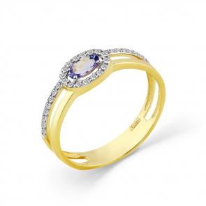 Кольцо из лимонного золота Мастер Бриллиант с бриллиантом и танзанитом 06M1-308457-00-31 фото