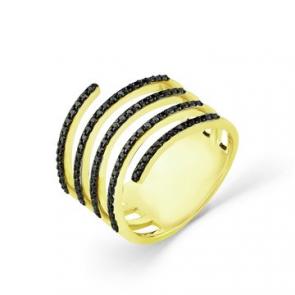 Кольцо из лимонного золота Мастер Бриллиант с чёрным бриллиантом 06M1-308472-00-48 фото