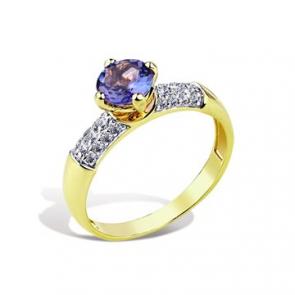 Кольцо из лимонного золота Мастер Бриллиант с бриллиантом и танзанитом 06M1-308478-00-31 фото