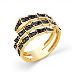 Кольцо из лимонного золота Мастер Бриллиант с чёрным бриллиантом 06M1-308488-00-48 фото