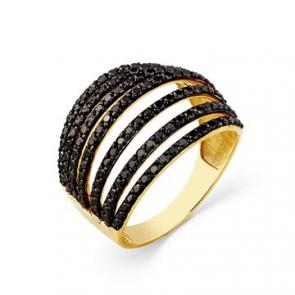 Кольцо из лимонного золота Мастер Бриллиант с чёрным бриллиантом 06M1-308497-00-48 фото