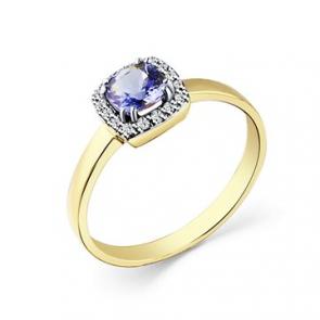 Кольцо из лимонного золота Мастер Бриллиант с бриллиантом и танзанитом 06M1-308527-00-31 фото