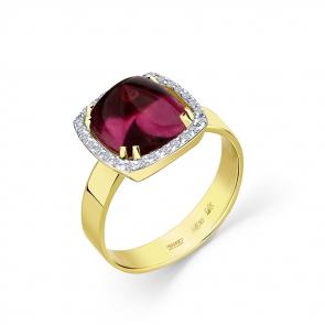 Кольцо из лимонного золота Мастер Бриллиант с бриллиантом и рубеллитом 06M1-308527-00-32 фото