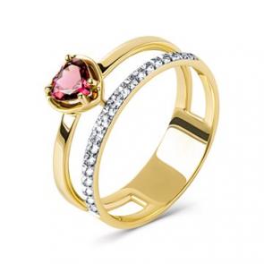 Кольцо из лимонного золота Мастер Бриллиант с бриллиантом и турмалином 06M1-308569-00-60 фото