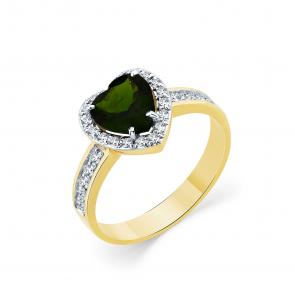 Кольцо из лимонного золота Мастер Бриллиант с бриллиантом и хромдиопсидом 06M1-308594-00-37 фото