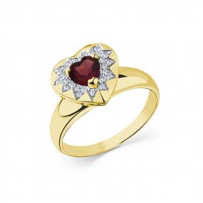 Кольцо из лимонного золота Мастер Бриллиант с бриллиантом и родолитом 06M1-308667-00-33 фото