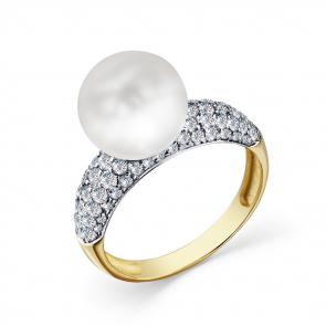 Кольцо из лимонного золота Мастер Бриллиант с бриллиантом и жемчугом 06M1-308708-00-28 фото