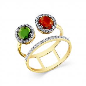 Кольцо из лимонного золота Мастер Бриллиант с бриллиантом и турмалином 06M1-308716-02-55 фото