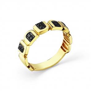 Кольцо из лимонного золота Мастер Бриллиант с чёрным бриллиантом 06M1-308728-00-48 фото
