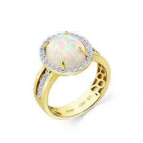 Кольцо из лимонного золота Мастер Бриллиант с бриллиантом и опалом 06M1-308764-01-36 фото