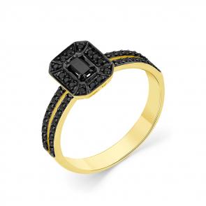 Кольцо из лимонного золота Мастер Бриллиант с чёрным бриллиантом 06M1-308793-00-48 фото