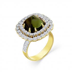 Кольцо из лимонного золота Мастер Бриллиант с бриллиантом и турмалином 06M1-308794-00-18 фото
