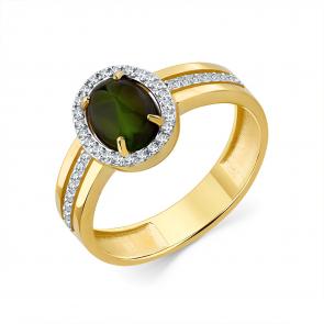 Кольцо из лимонного золота Мастер Бриллиант с бриллиантом и турмалином 06M1-308795-00-60 фото