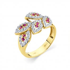 Кольцо из лимонного золота Мастер Бриллиант с бриллиантом и рубином 06M1-308833-00-03 фото