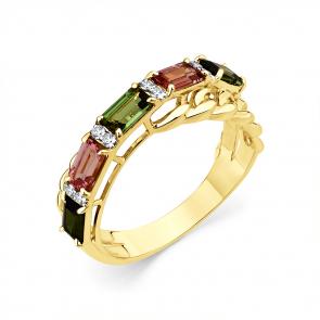 Кольцо из лимонного золота Мастер Бриллиант с бриллиантом и турмалином 06M1-308872-00-60 фото