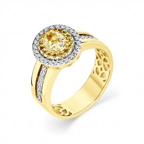 Кольцо из лимонного золота Мастер Бриллиант с бриллиантом 06M1-308924-01-55 фото