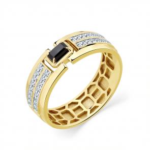 Кольцо из лимонного золота Мастер Бриллиант с бриллиантом и чёрным бриллиантом 06M1-308999-00-55 фото