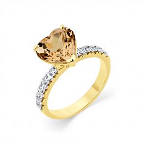 Кольцо из лимонного золота Мастер Бриллиант с бриллиантом и турмалином 06M1-309006-00-18 фото