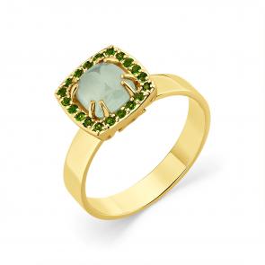 Кольцо из лимонного золота Мастер Бриллиант с аквамарином и хромдиопсидом 06M1-309048-00-56 фото