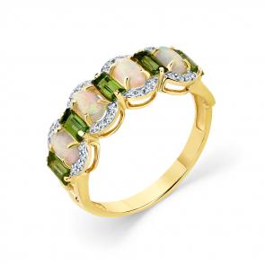 Кольцо из лимонного золота Мастер Бриллиант с бриллиантом, опалом и турмалином 06M1-309060-00-55 фото