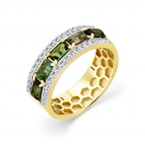 Кольцо из лимонного золота Мастер Бриллиант с бриллиантом и турмалином 06M1-309077-00-60 фото