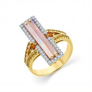 Кольцо из лимонного золота Мастер Бриллиант с бриллиантом, сапфиром и перламутром 06M1-309100-00-55 фото