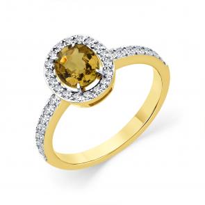 Кольцо из лимонного золота Мастер Бриллиант с бриллиантом и турмалином 06M1-309195-01-60 фото