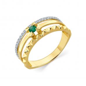 Кольцо из лимонного золота Мастер Бриллиант с бриллиантом и изумрудом 06M1-309224-70-01 фото