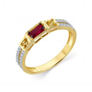 Кольцо из лимонного золота Мастер Бриллиант с бриллиантом, рубином и сапфиром 06M1-309228-70-56 фото